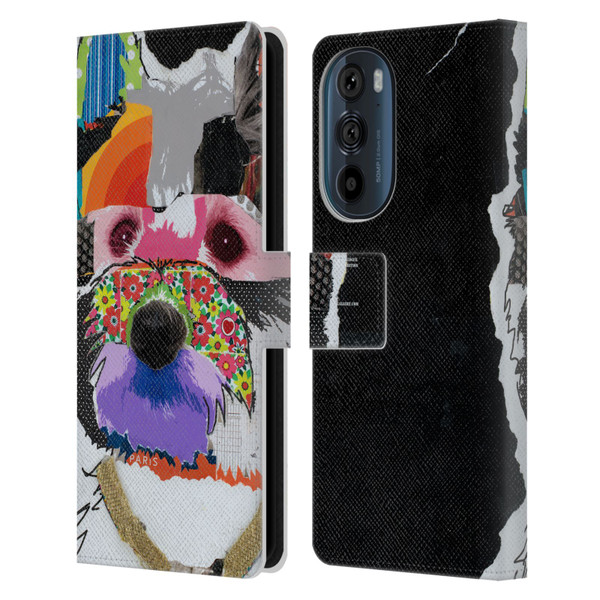 Michel Keck Dogs Westie Leather Book Wallet Case Cover For Motorola Edge 30