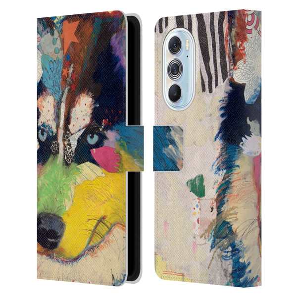 Michel Keck Dogs Husky Leather Book Wallet Case Cover For Motorola Edge X30