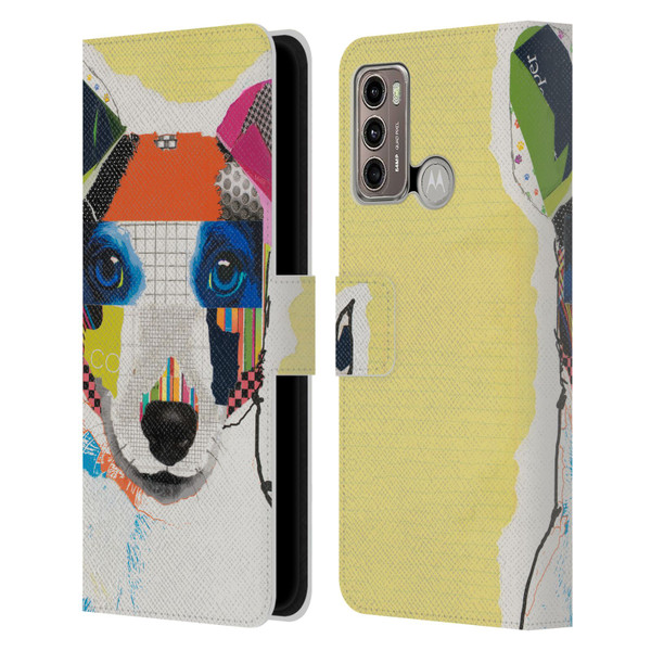 Michel Keck Dogs Whippet Leather Book Wallet Case Cover For Motorola Moto G60 / Moto G40 Fusion