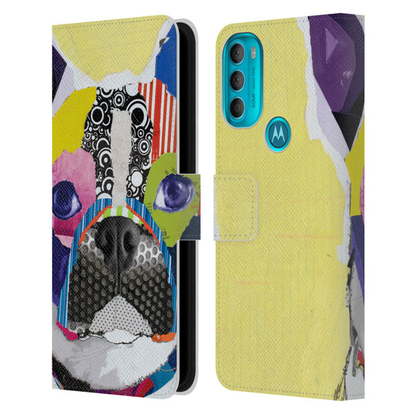 Michel Keck Dogs Boston Terrier Leather Book Wallet Case Cover For Motorola Moto G71 5G