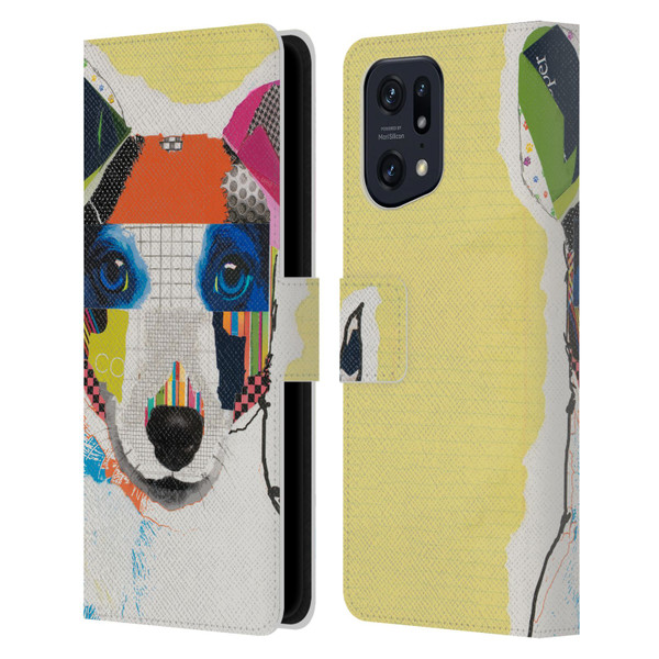Michel Keck Dogs Whippet Leather Book Wallet Case Cover For OPPO Find X5