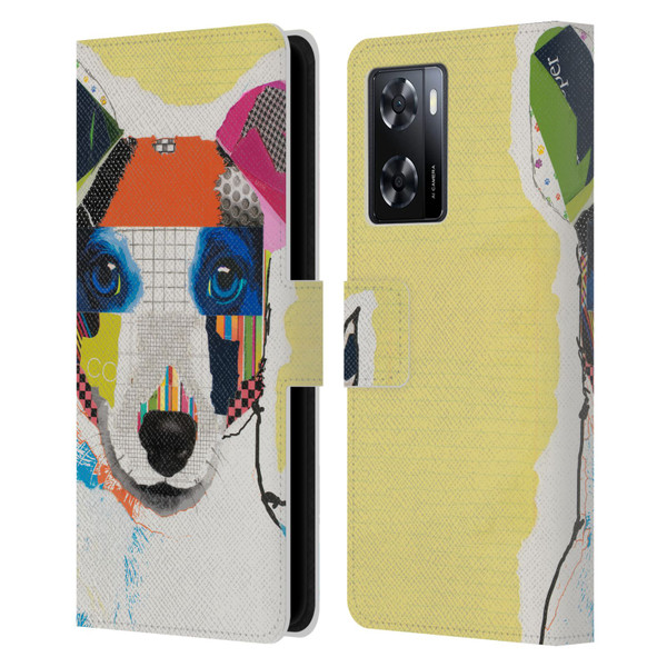 Michel Keck Dogs Whippet Leather Book Wallet Case Cover For OPPO A57s