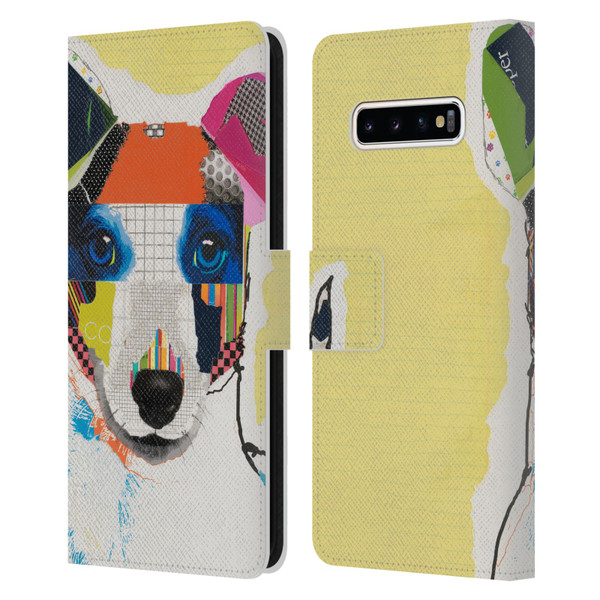 Michel Keck Dogs Whippet Leather Book Wallet Case Cover For Samsung Galaxy S10+ / S10 Plus