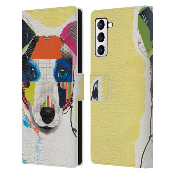 Michel Keck Dogs Whippet Leather Book Wallet Case Cover For Samsung Galaxy S21+ 5G