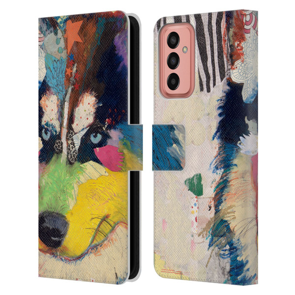 Michel Keck Dogs Husky Leather Book Wallet Case Cover For Samsung Galaxy M13 (2022)