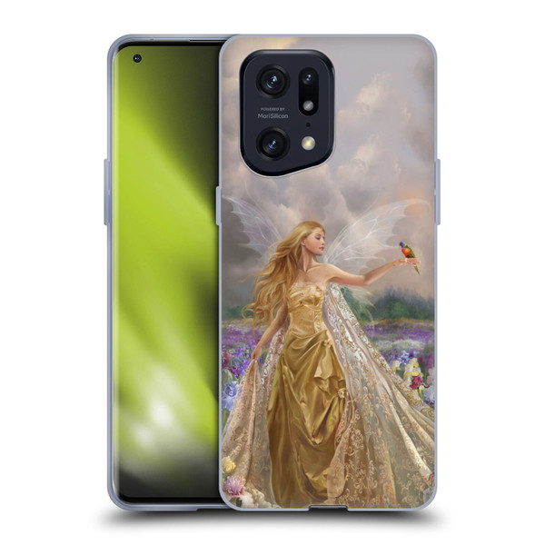 Nene Thomas Deep Forest Gold Angel Fairy With Bird Soft Gel Case for OPPO Find X5 Pro