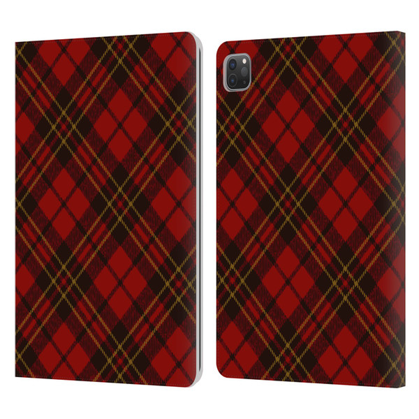 PLdesign Christmas Red Tartan Leather Book Wallet Case Cover For Apple iPad Pro 11 2020 / 2021 / 2022