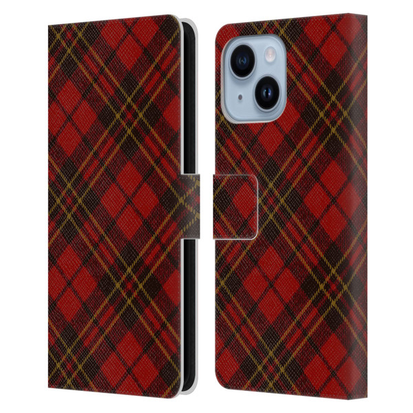 PLdesign Christmas Red Tartan Leather Book Wallet Case Cover For Apple iPhone 14 Plus