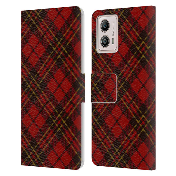 PLdesign Christmas Red Tartan Leather Book Wallet Case Cover For Motorola Moto G53 5G