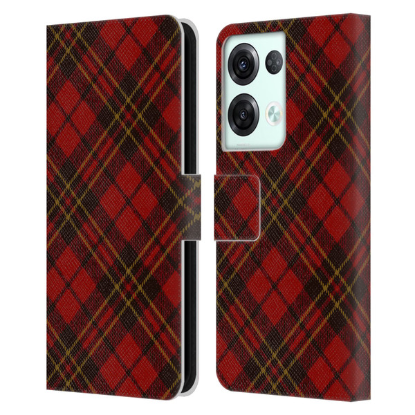 PLdesign Christmas Red Tartan Leather Book Wallet Case Cover For OPPO Reno8 Pro