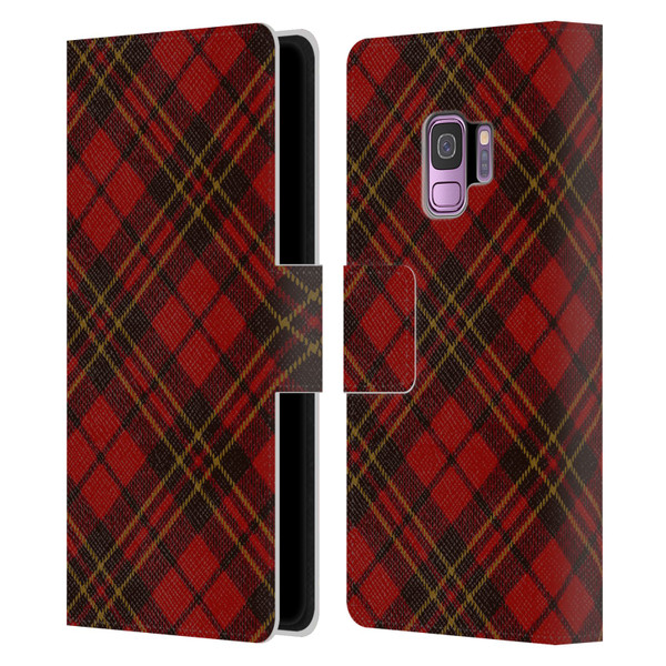 PLdesign Christmas Red Tartan Leather Book Wallet Case Cover For Samsung Galaxy S9