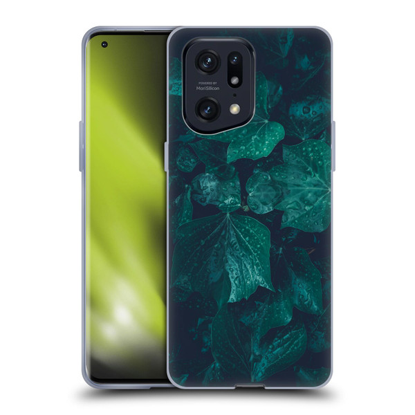 PLdesign Flowers And Leaves Dark Emerald Green Ivy Soft Gel Case for OPPO Find X5 Pro