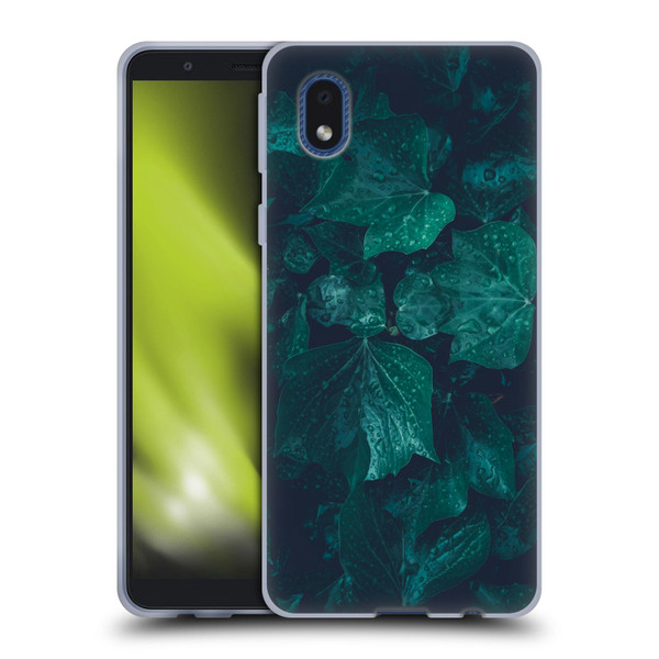 PLdesign Flowers And Leaves Dark Emerald Green Ivy Soft Gel Case for Samsung Galaxy A01 Core (2020)