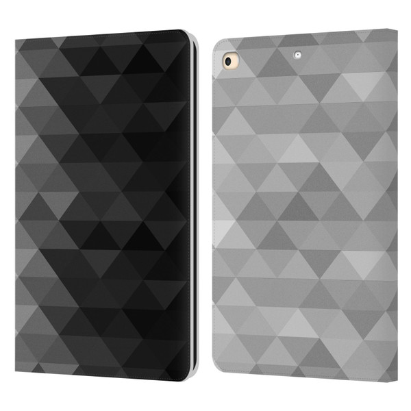 PLdesign Geometric Grayscale Triangle Leather Book Wallet Case Cover For Apple iPad 9.7 2017 / iPad 9.7 2018