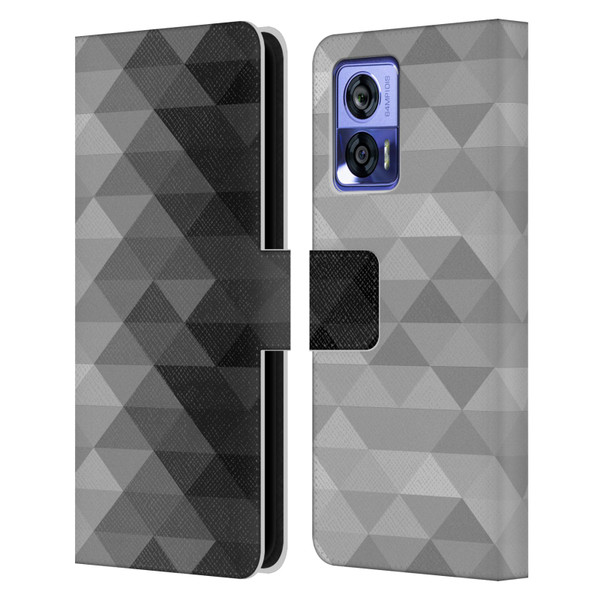PLdesign Geometric Grayscale Triangle Leather Book Wallet Case Cover For Motorola Edge 30 Neo 5G