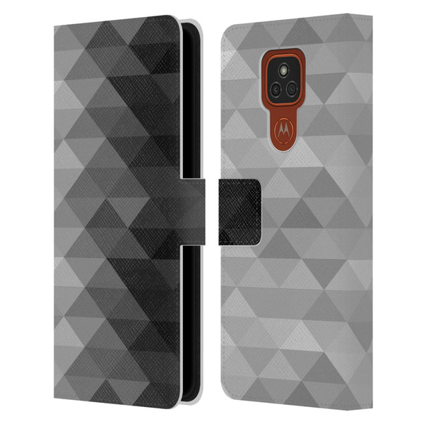 PLdesign Geometric Grayscale Triangle Leather Book Wallet Case Cover For Motorola Moto E7 Plus