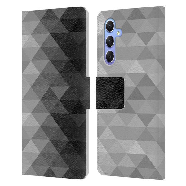 PLdesign Geometric Grayscale Triangle Leather Book Wallet Case Cover For Samsung Galaxy A34 5G