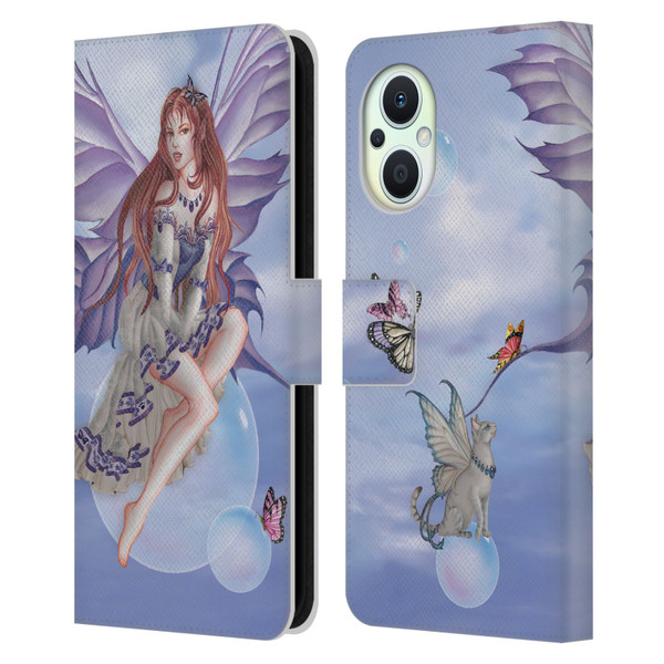 Nene Thomas Bubbles Purple Lace Fairy On Cat Leather Book Wallet Case Cover For OPPO Reno8 Lite