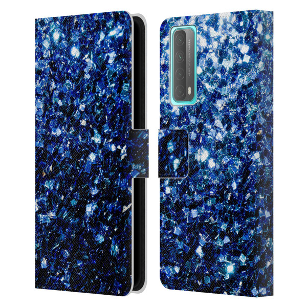 PLdesign Glitter Sparkles Dark Blue Leather Book Wallet Case Cover For Huawei P Smart (2021)