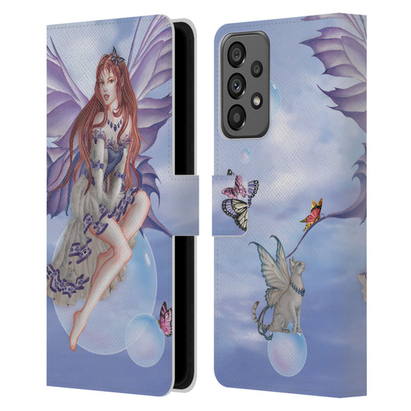 Nene Thomas Bubbles Purple Lace Fairy On Cat Leather Book Wallet Case Cover For Samsung Galaxy A73 5G (2022)