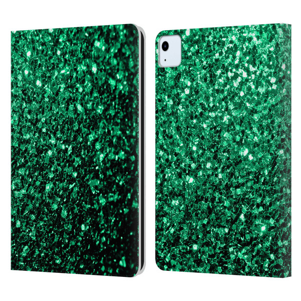 PLdesign Glitter Sparkles Emerald Green Leather Book Wallet Case Cover For Apple iPad Air 11 2020/2022/2024