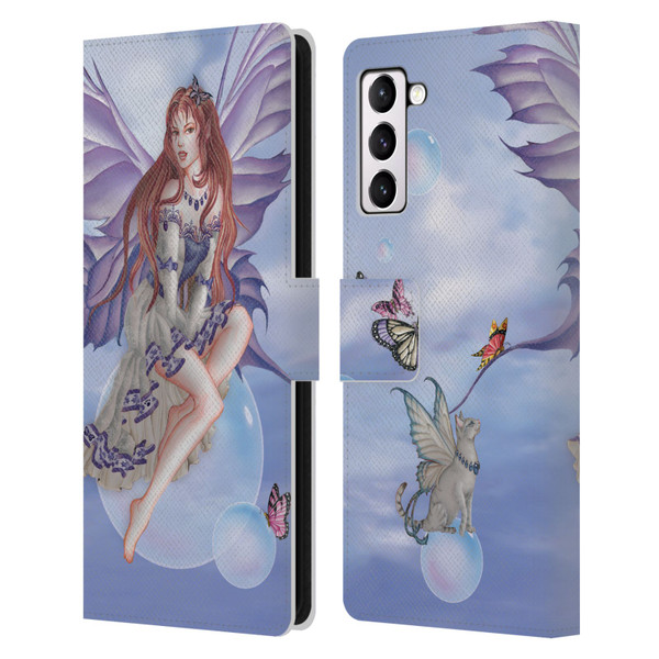 Nene Thomas Bubbles Purple Lace Fairy On Cat Leather Book Wallet Case Cover For Samsung Galaxy S21+ 5G