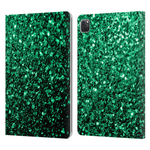 PLdesign Glitter Sparkles Emerald Green Leather Book Wallet Case Cover For Apple iPad Pro 11 2020 / 2021 / 2022
