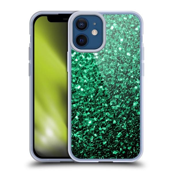 PLdesign Glitter Sparkles Emerald Green Soft Gel Case for Apple iPhone 12 Mini