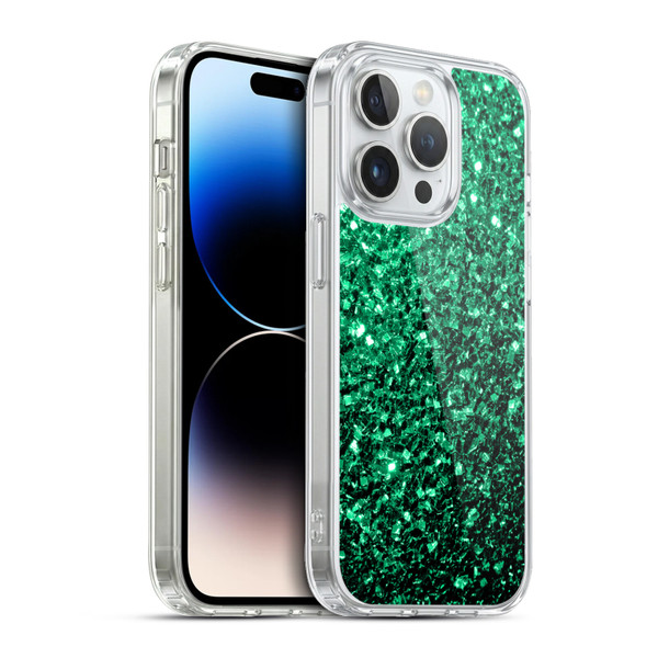 PLdesign Glitter Sparkles Emerald Green Soft Gel Case for Apple iPhone 13 Pro & MagSafe