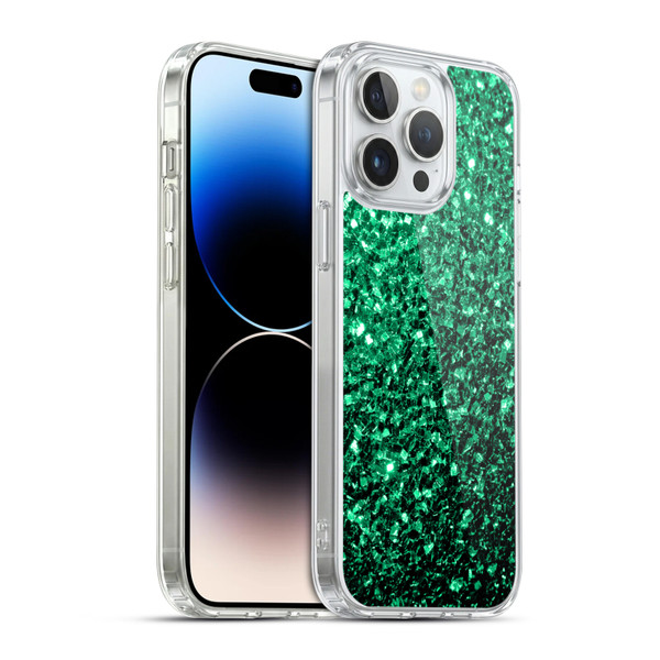 PLdesign Glitter Sparkles Emerald Green Soft Gel Case for Apple iPhone 14 Pro Max & MagSafe