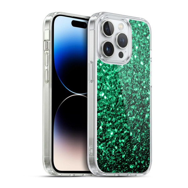 PLdesign Glitter Sparkles Emerald Green Soft Gel Case for Apple iPhone 14 Pro & MagSafe
