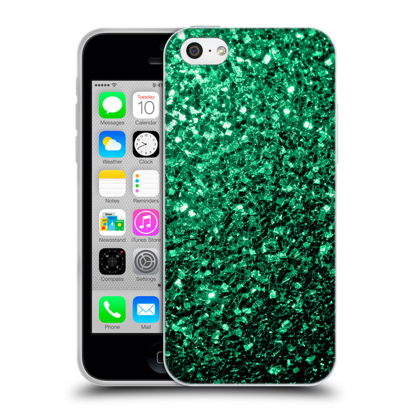 PLdesign Glitter Sparkles Emerald Green Soft Gel Case for Apple iPhone 5c