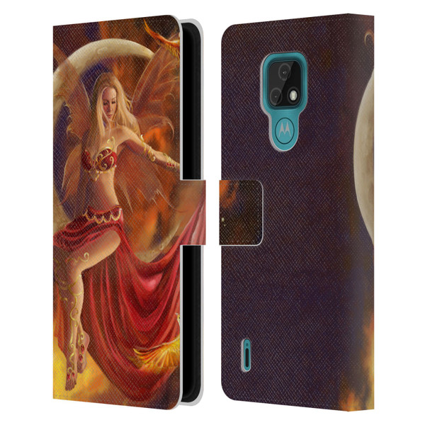 Nene Thomas Crescents Fire Fairy On Moon Phoenix Leather Book Wallet Case Cover For Motorola Moto E7