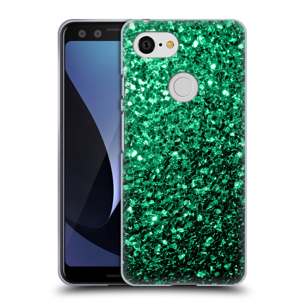 PLdesign Glitter Sparkles Emerald Green Soft Gel Case for Google Pixel 3