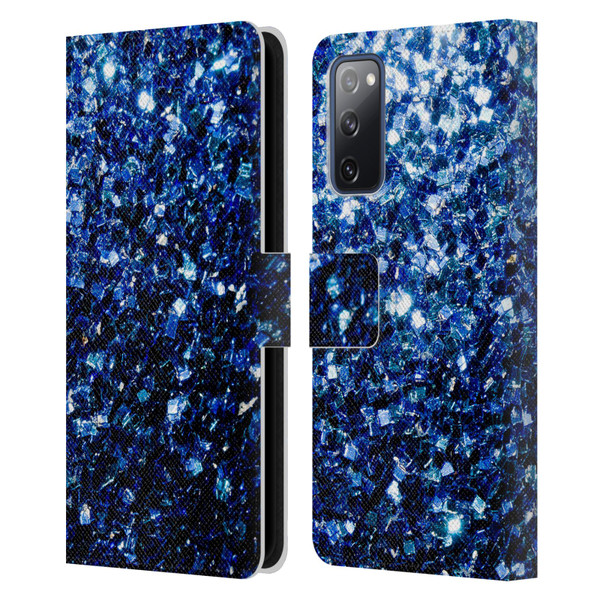 PLdesign Glitter Sparkles Dark Blue Leather Book Wallet Case Cover For Samsung Galaxy S20 FE / 5G