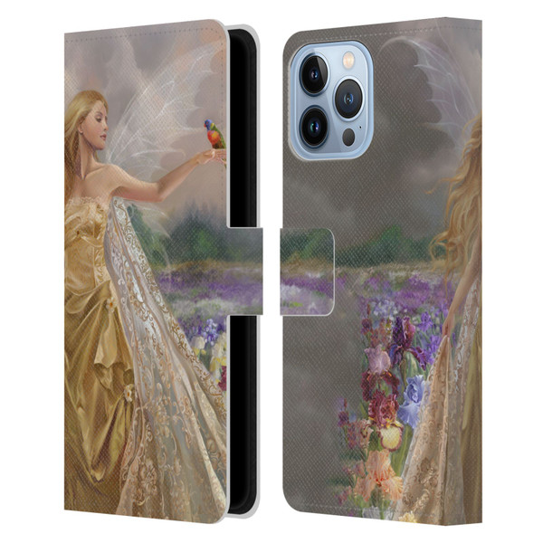 Nene Thomas Deep Forest Gold Angel Fairy With Bird Leather Book Wallet Case Cover For Apple iPhone 13 Pro Max