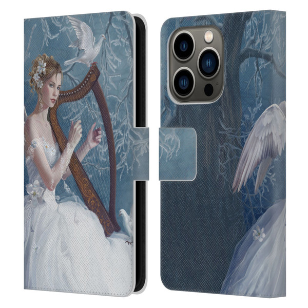 Nene Thomas Deep Forest Chorus Angel Harp And Dove Leather Book Wallet Case Cover For Apple iPhone 14 Pro