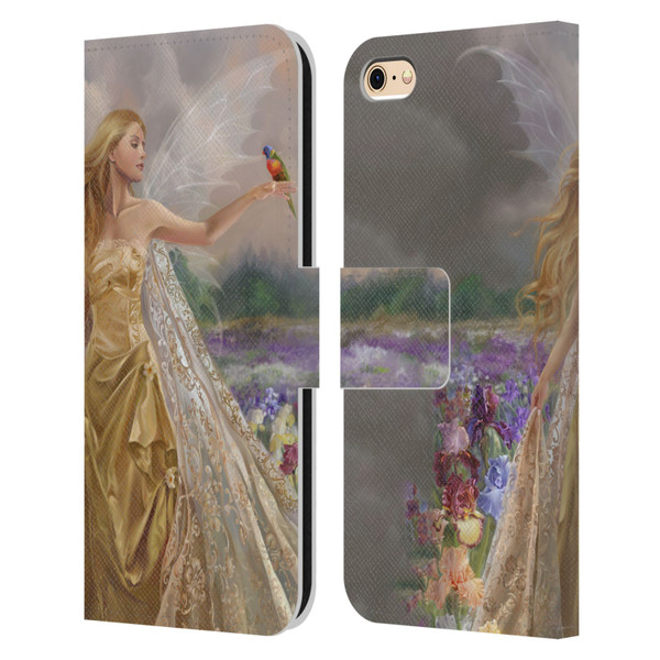 Nene Thomas Deep Forest Gold Angel Fairy With Bird Leather Book Wallet Case Cover For Apple iPhone 6 / iPhone 6s
