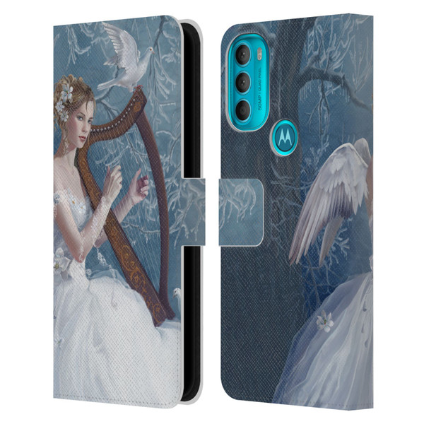 Nene Thomas Deep Forest Chorus Angel Harp And Dove Leather Book Wallet Case Cover For Motorola Moto G71 5G