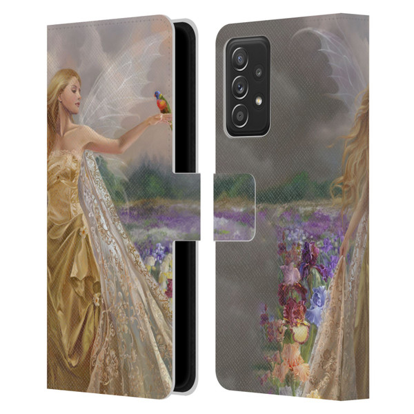 Nene Thomas Deep Forest Gold Angel Fairy With Bird Leather Book Wallet Case Cover For Samsung Galaxy A52 / A52s / 5G (2021)