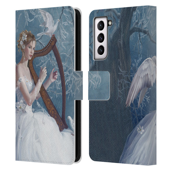 Nene Thomas Deep Forest Chorus Angel Harp And Dove Leather Book Wallet Case Cover For Samsung Galaxy S21 5G