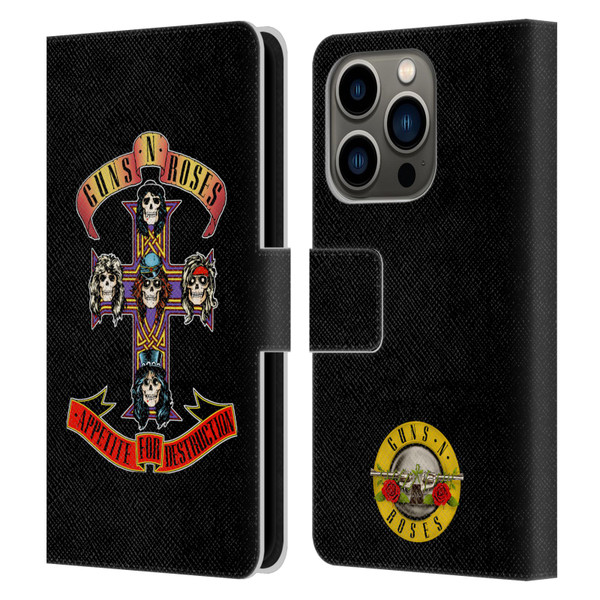 Guns N' Roses Key Art Appetite For Destruction Leather Book Wallet Case Cover For Apple iPhone 14 Pro