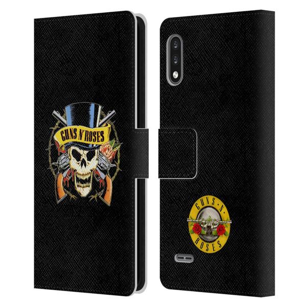Guns N' Roses Key Art Top Hat Skull Leather Book Wallet Case Cover For LG K22