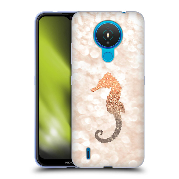 Monika Strigel Champagne Gold Seahorse Soft Gel Case for Nokia 1.4