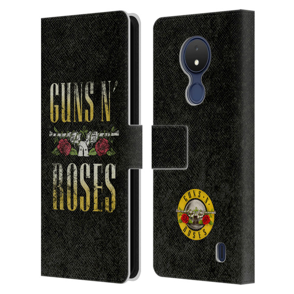 Guns N' Roses Key Art Text Logo Pistol Leather Book Wallet Case Cover For Nokia C21