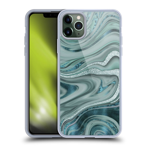 LebensArt Geo Liquid Marble Sea Foam Green Soft Gel Case for Apple iPhone 11 Pro Max