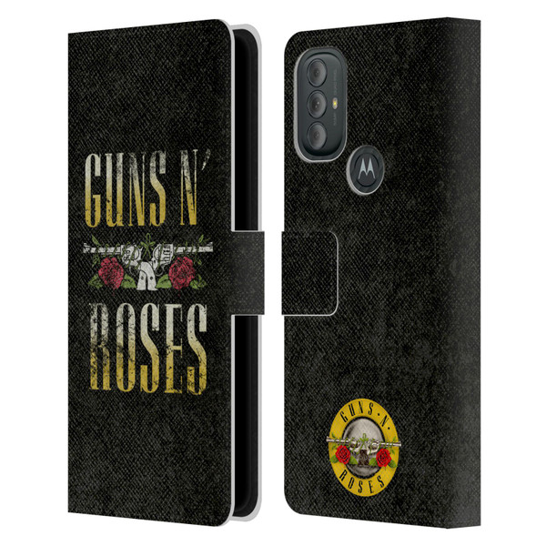 Guns N' Roses Key Art Text Logo Pistol Leather Book Wallet Case Cover For Motorola Moto G10 / Moto G20 / Moto G30