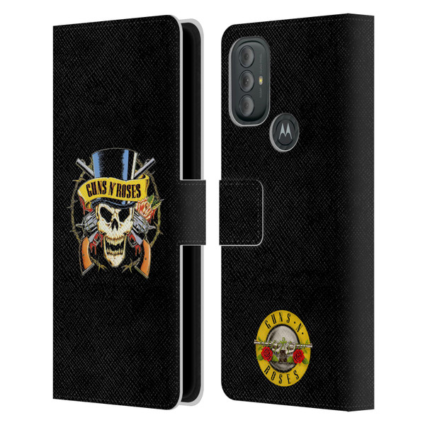 Guns N' Roses Key Art Top Hat Skull Leather Book Wallet Case Cover For Motorola Moto G10 / Moto G20 / Moto G30