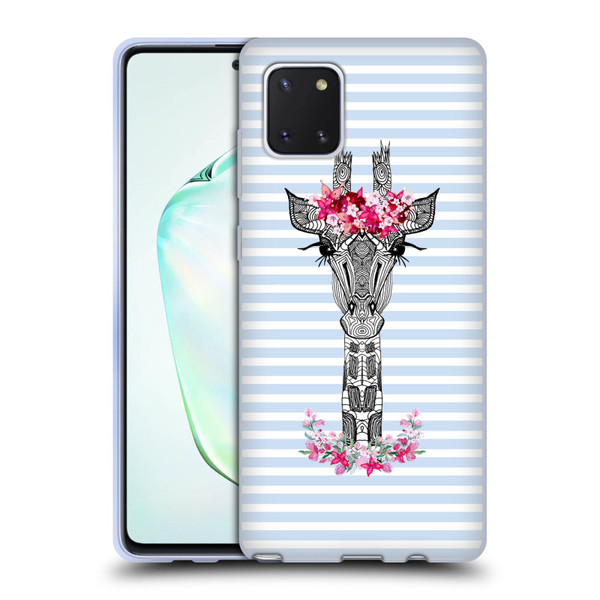 Monika Strigel Flower Giraffe And Stripes Blue Soft Gel Case for Samsung Galaxy Note10 Lite