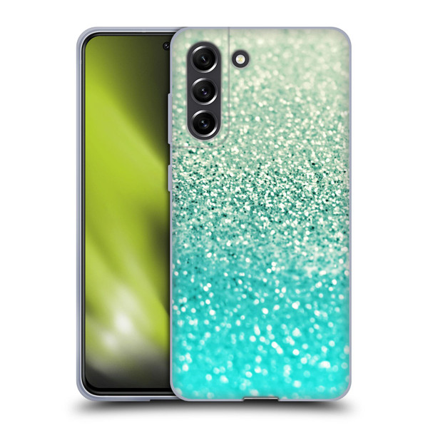 Monika Strigel Glitter Collection Mint Soft Gel Case for Samsung Galaxy S21 FE 5G